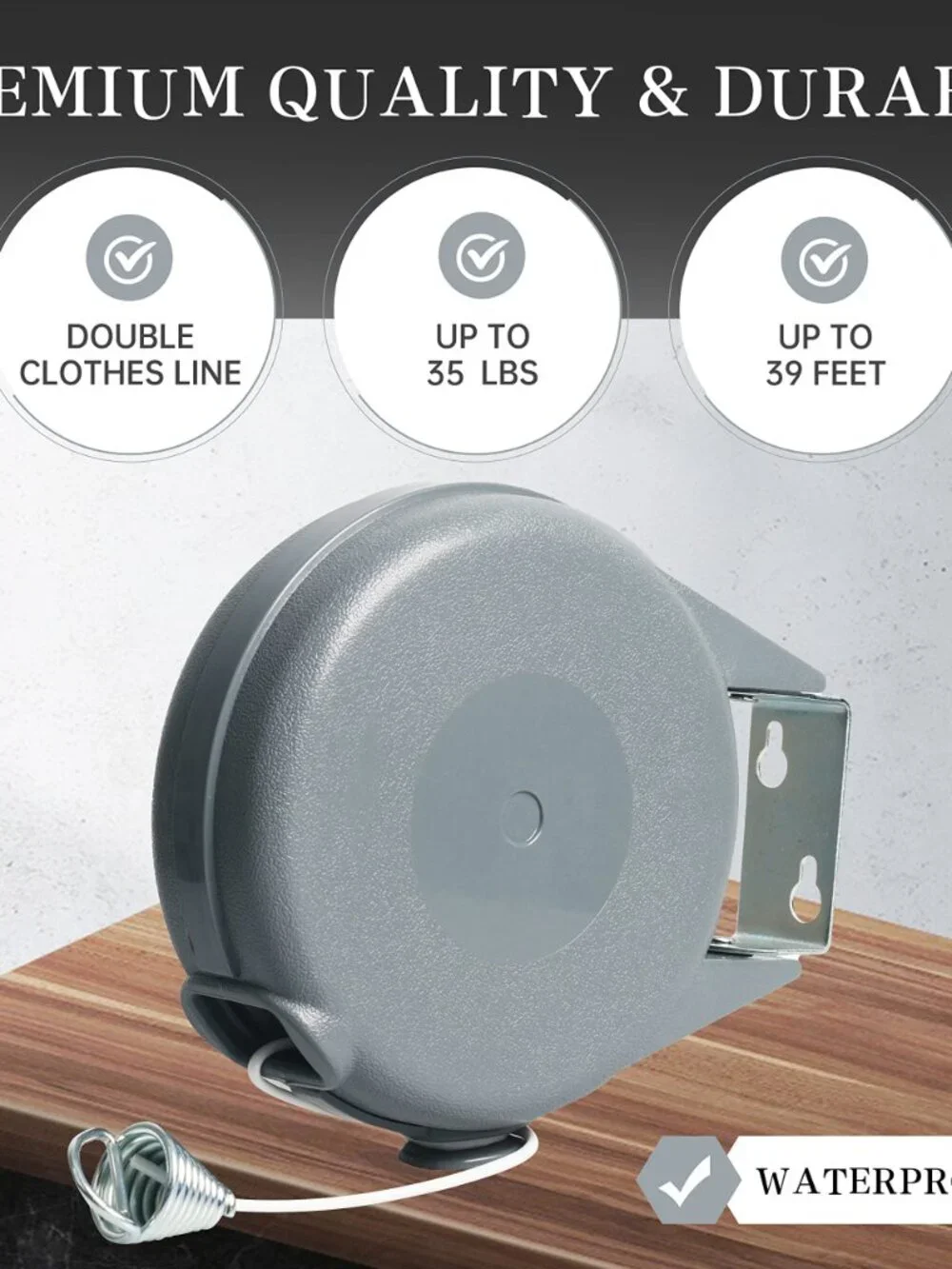 Retractable Clothesline Heavy Duty Retracting Clothes Line Outdoor and Indoor wi